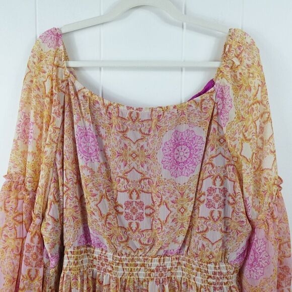 Taylor Womens Printed Ruffle Hem Peasant Dress Plus Size 20W - Picture 10 of 12